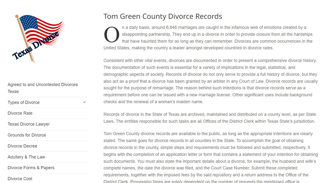 Tom Green County Divorce Records – Divorce in Texas